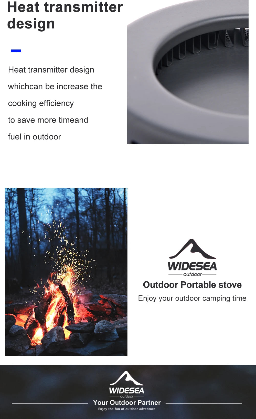 Widesea Camping Cookware Set – 1.3L & 2.3L Pots with Kettle for Outdoor Cooking